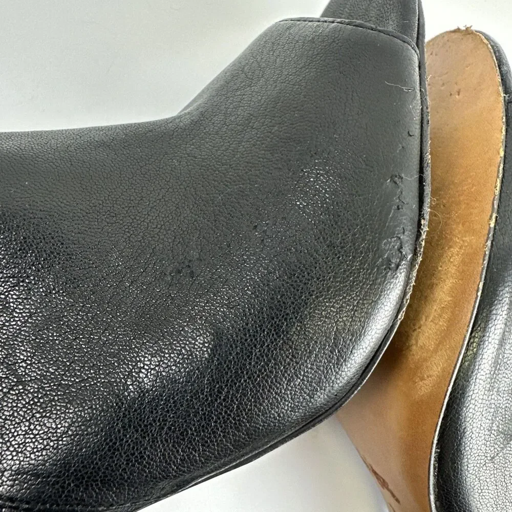 Coach Lafayette Heels Black Soft Leather Zip Peep Toe Slingback Sandal Bootie 9